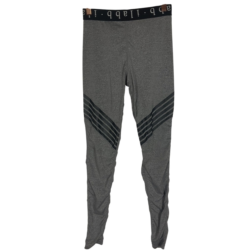 ilabb Women's Gray and Black‎ Yoga Leggings Ruched Leg Detail Back Zipper Pocket